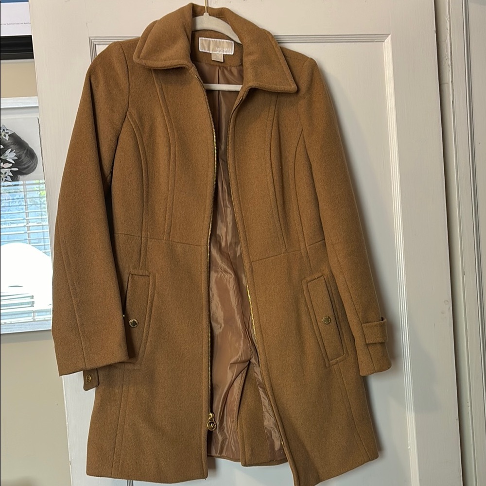 Michael Kors Tan Trench Coat Wool-Blend